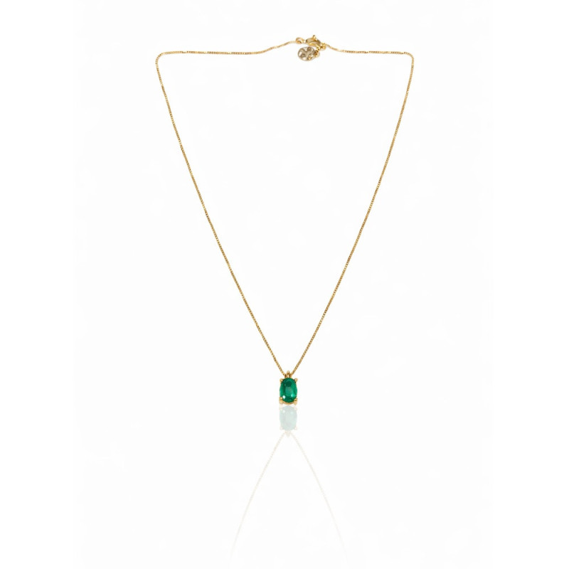 Gold necklace with oval emerald