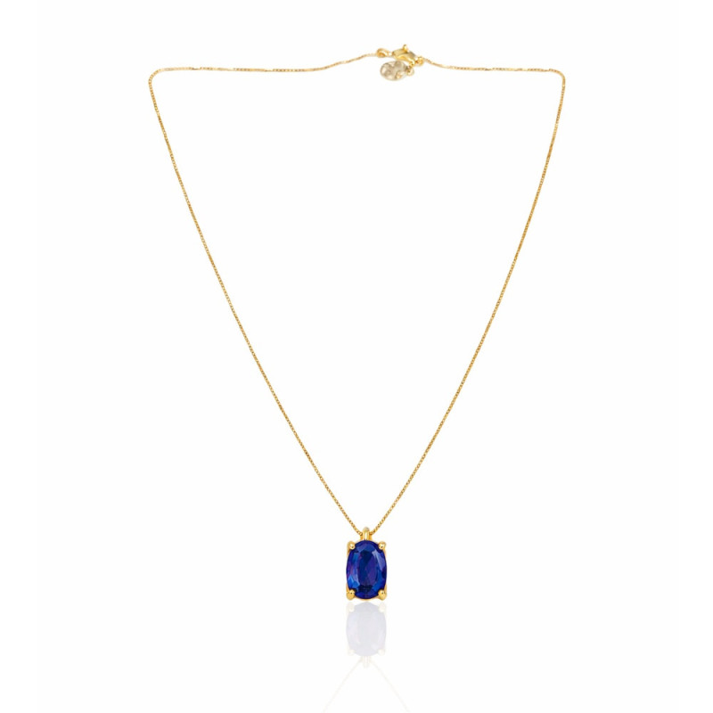 Gargantilla de oro con zafiro oval