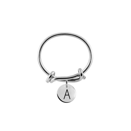 Silver Knot Ring with Initial A