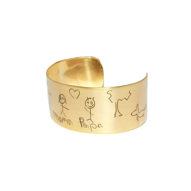 Pulsera profesora con dibujo latón chapado