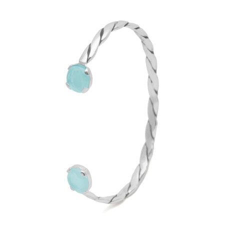 pulsera plata con gemas azules