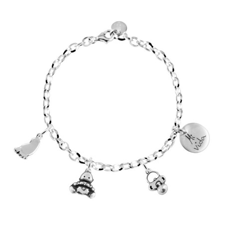 pulsera cadena con charms bebe