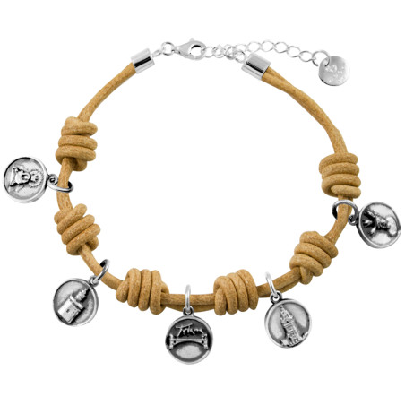 Camel leather bracelet with Sevilla medals