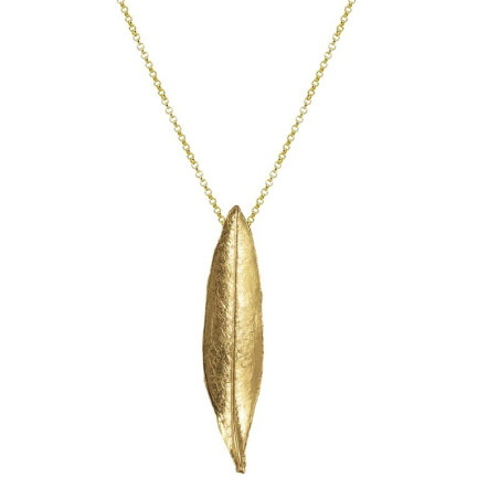 Olive leaf pendant in gold-plated silver