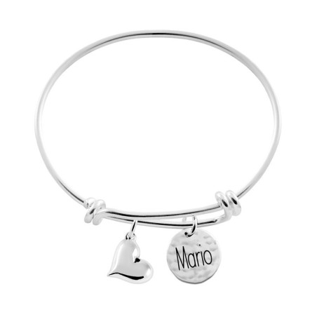 pulsera de plata con charm corazon y medalla