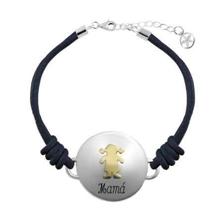 Pulsera cuero azul marino fetiche niña
