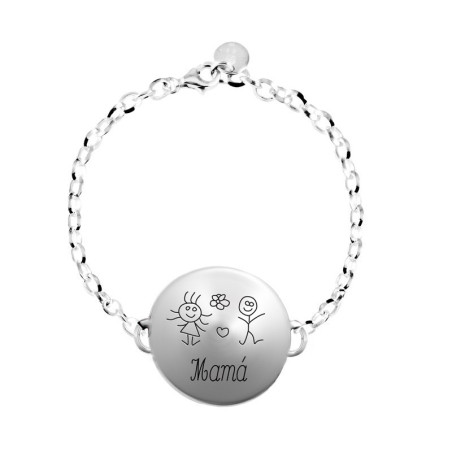 pulsera de plata con medalla grabada para madres