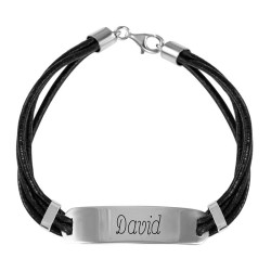 Pulsera cuero y plata hombre personalizada