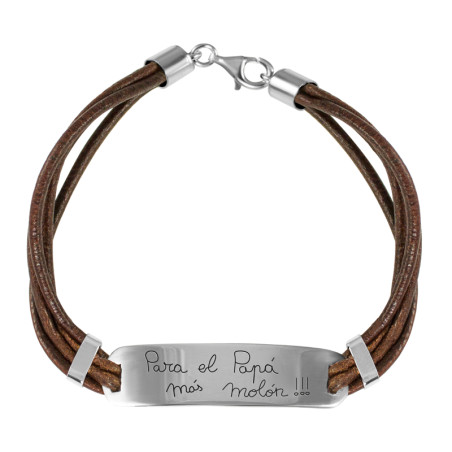 Pulsera cuero con placa personalizada