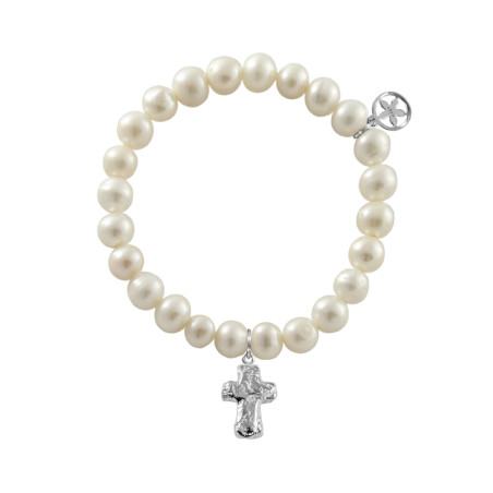 Pearl bracelet with cross