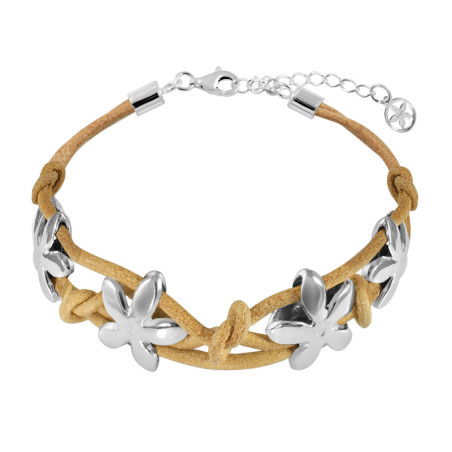 Pulsera jazmín de cuero camel