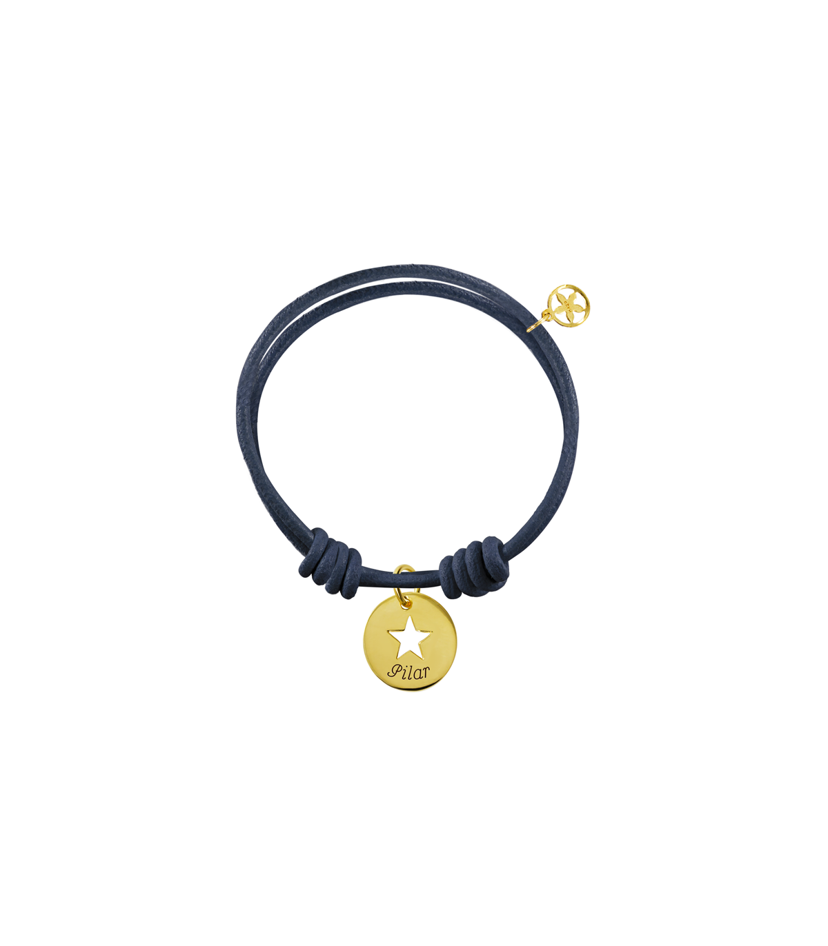 Pulsera cuero con nudos corredizos slim calada latón chapado en oro