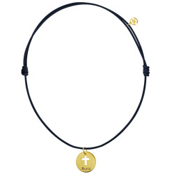 Cordón cuero con Slim calada chapada en oro