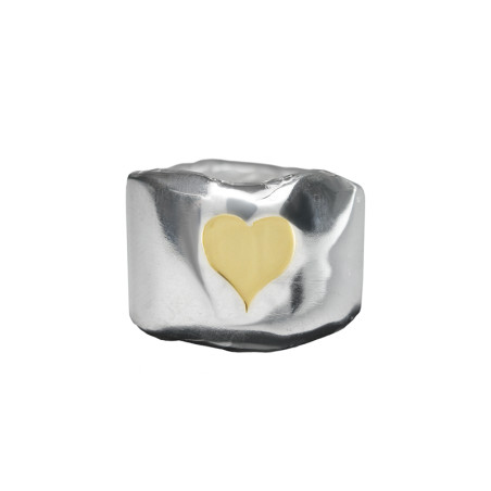Anillo corazón de oro y plata