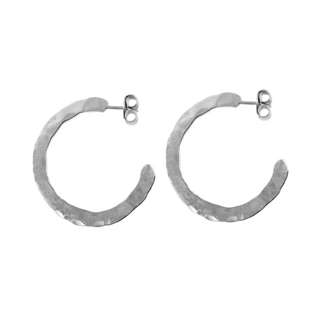 Aros martelé anchos – Pendientes de plata