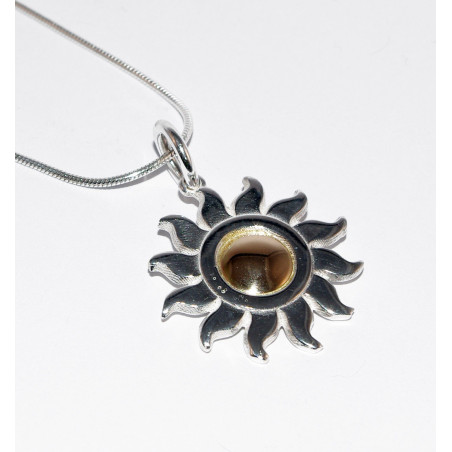 Colgante sol en plata y oro