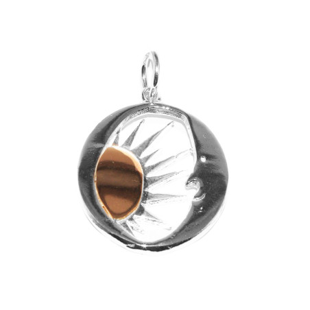 Colgante sol y luna en plata y oro
