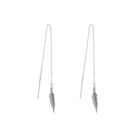 Pendientes pluma en plata