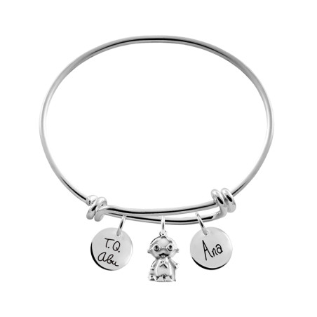 Silver knot bracelet with 3 charms