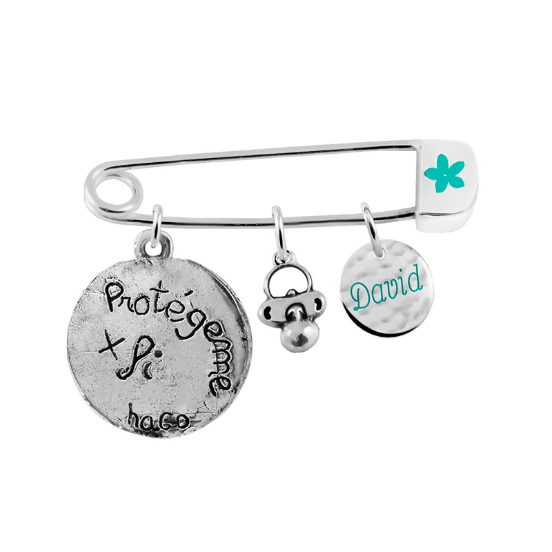 safety pin with pacifier charm