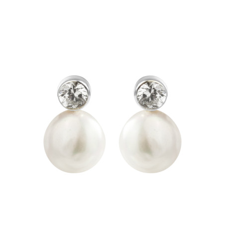 Pendientes perla y circonita – Pendientes de plata