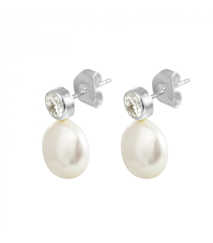 Earrings with pearl and zirconia