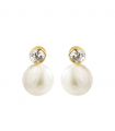 Gold earrings with pearl and zirconia