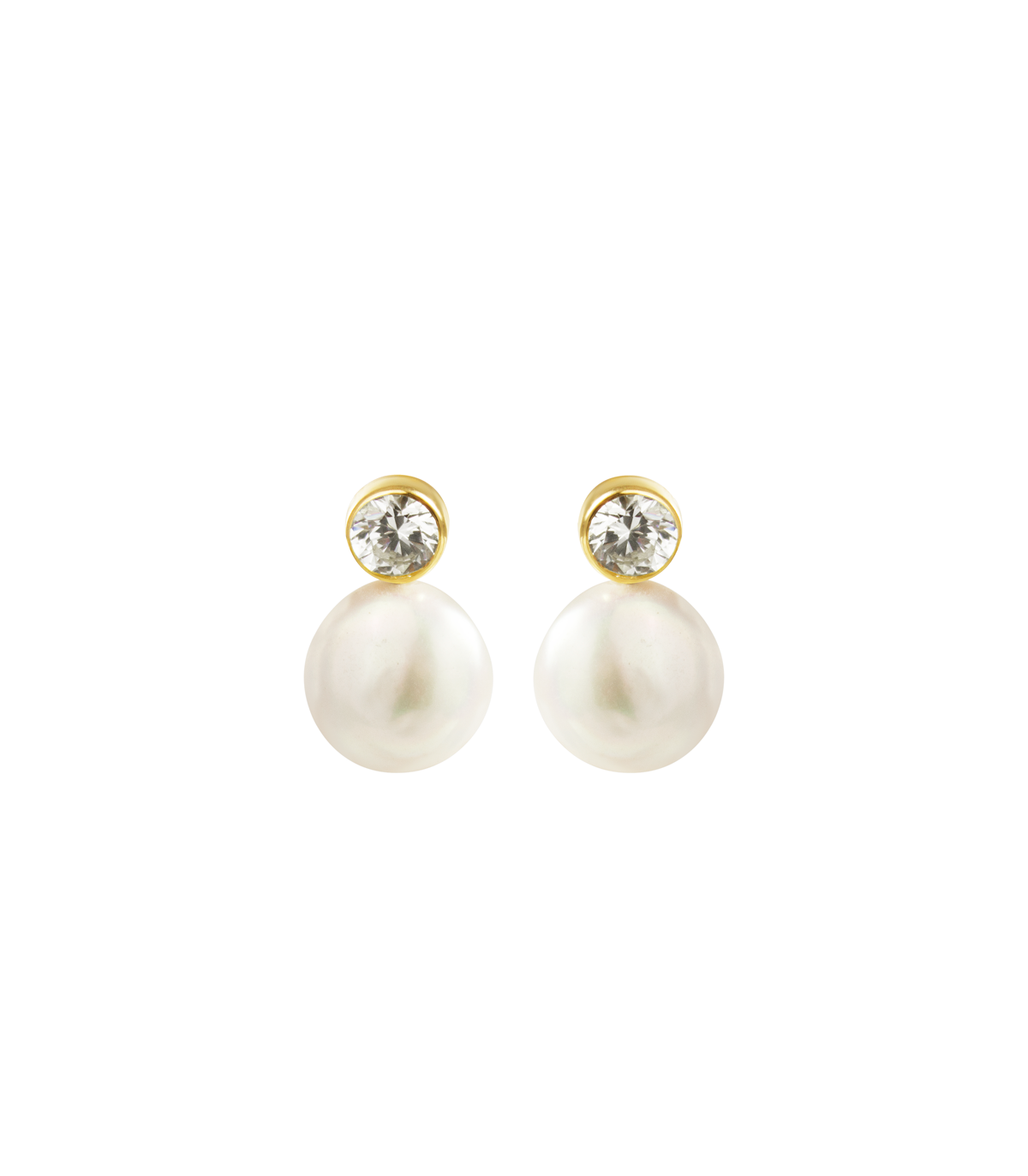 amargo Comercial sílaba Pendientes perlas oro 18K con circonita | HAGO