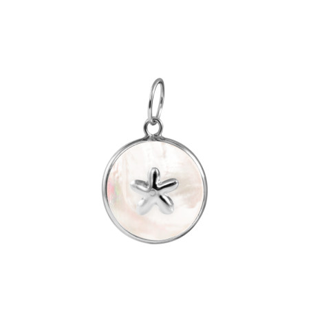 Silver mother-of-pearl jasmine pendant