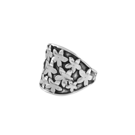 Relief jasmine ring in silver