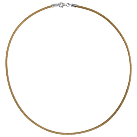 Cordón de cuero marrón en plata