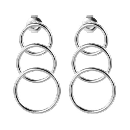 Triple hoop silver earring