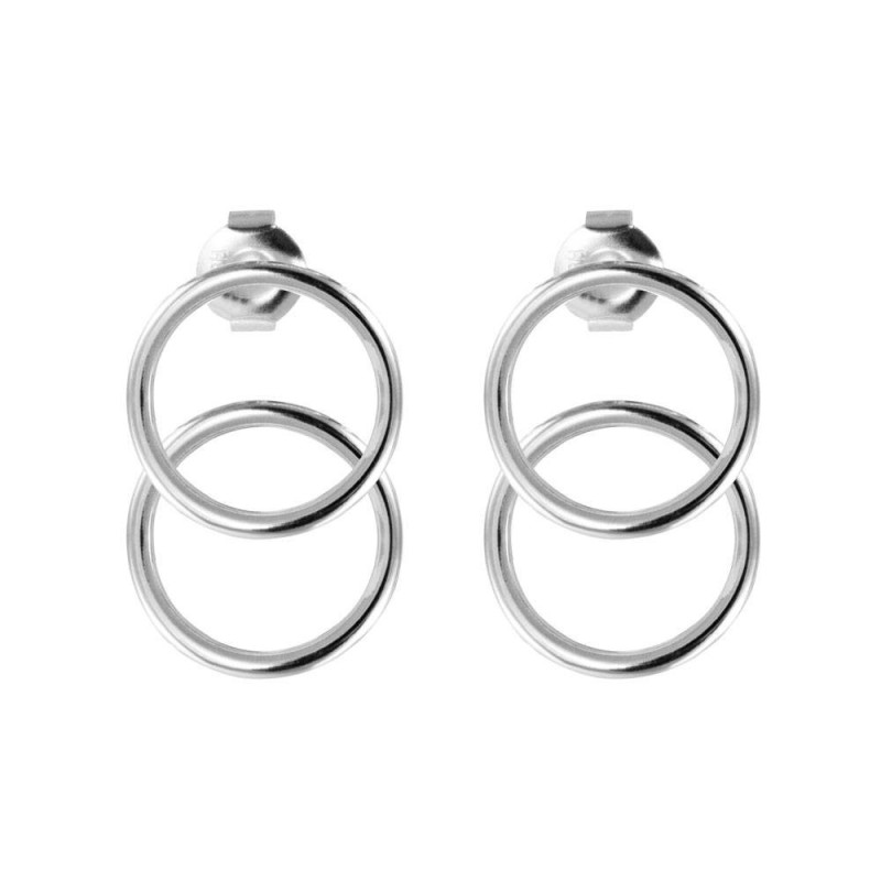 Double silver hoop earring