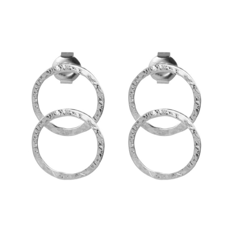 Double hoop silver earrings