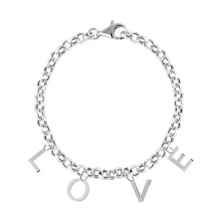 pulsera plata con la palabra love