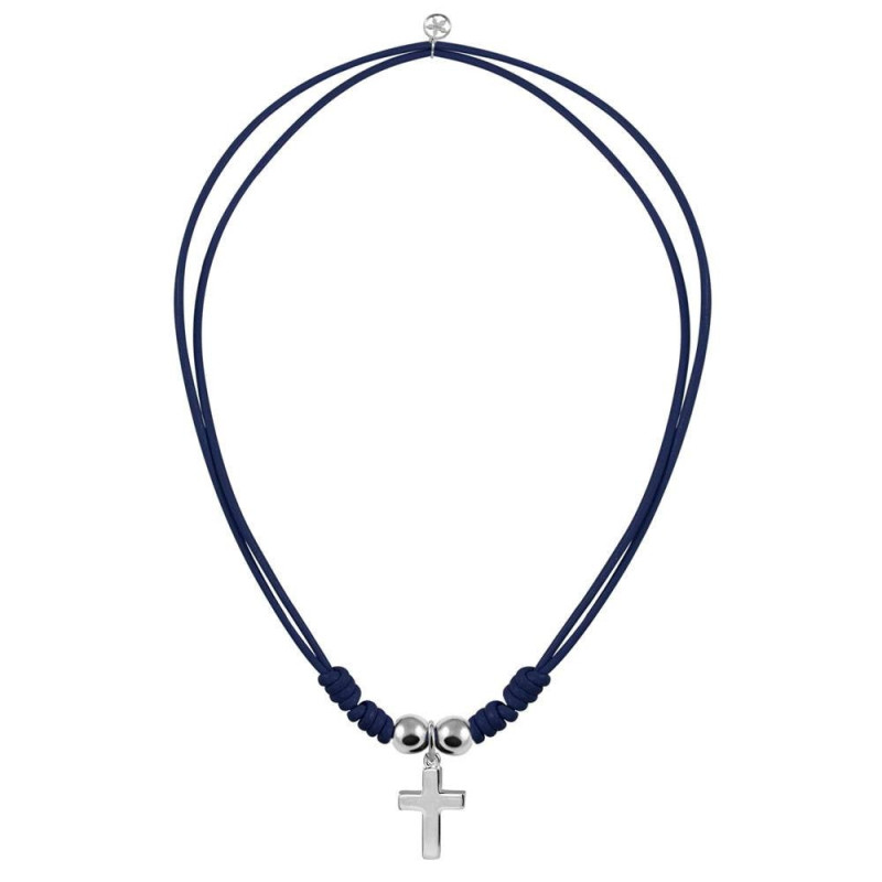 Silver cross with leather cord