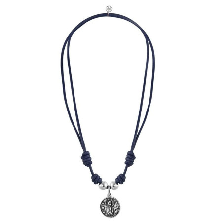 Leather cord with medal of the virgin – Silver necklaces