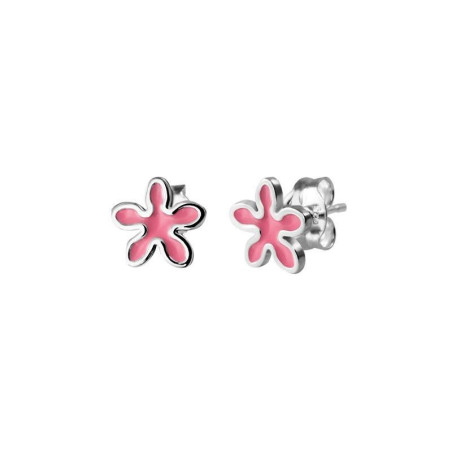 Pendiente comunión flor esmalte plata