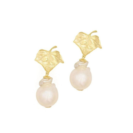 Earrings leaves with pearls – Silver earrings