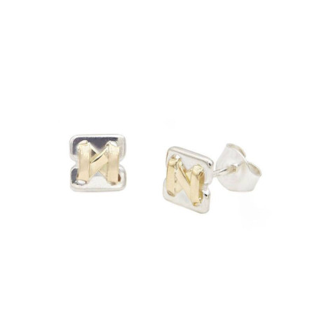 Pendiente lazada plata y oro