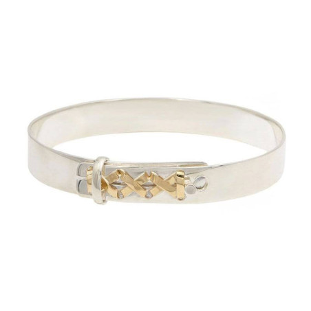 pulsera plata con lazada de oro