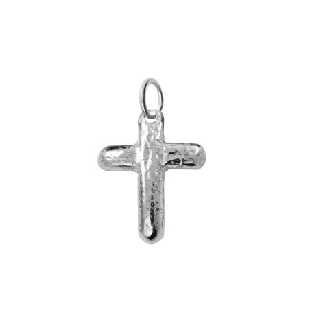 Rough cross pendant in silver