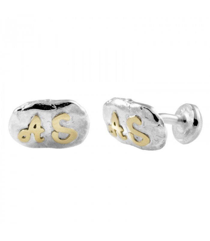 Silver and gold initial name cufflinks | Unique personalized cufflinks