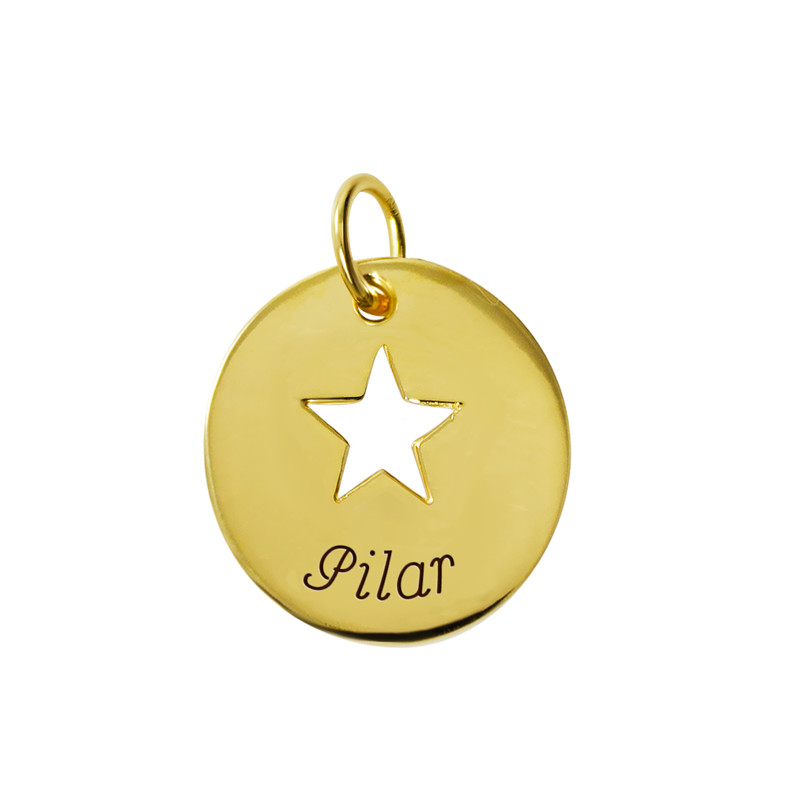 gold medal with cut-out star design