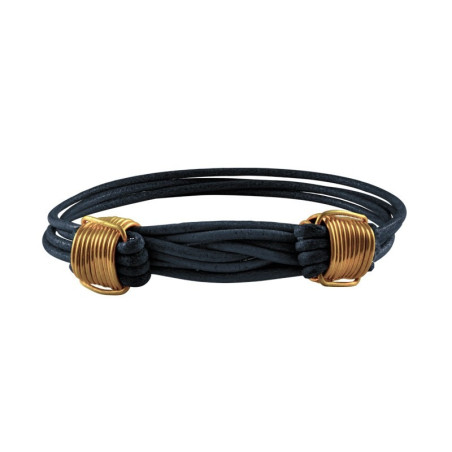 Pulsera nudos dorados y cuero