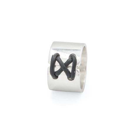 Lazada Ring with leather – Silver rings