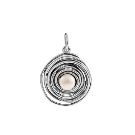 Colgante perla círculo de plata
