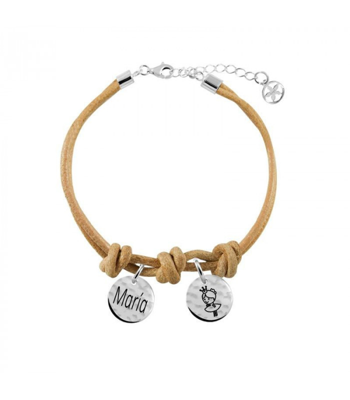 Leather bracelet engraved medal