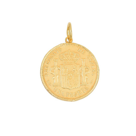colgante peseta chapada en oro