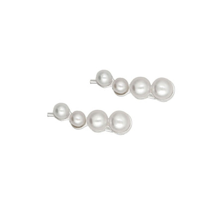 Pearl and silver earrings